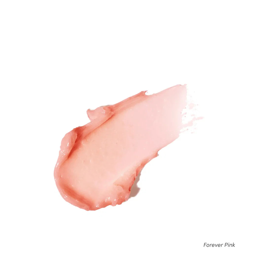 Pale pink swatch of jane iredale Just Kissed Lip and Cheek Stain in Forever Pink on a white background.