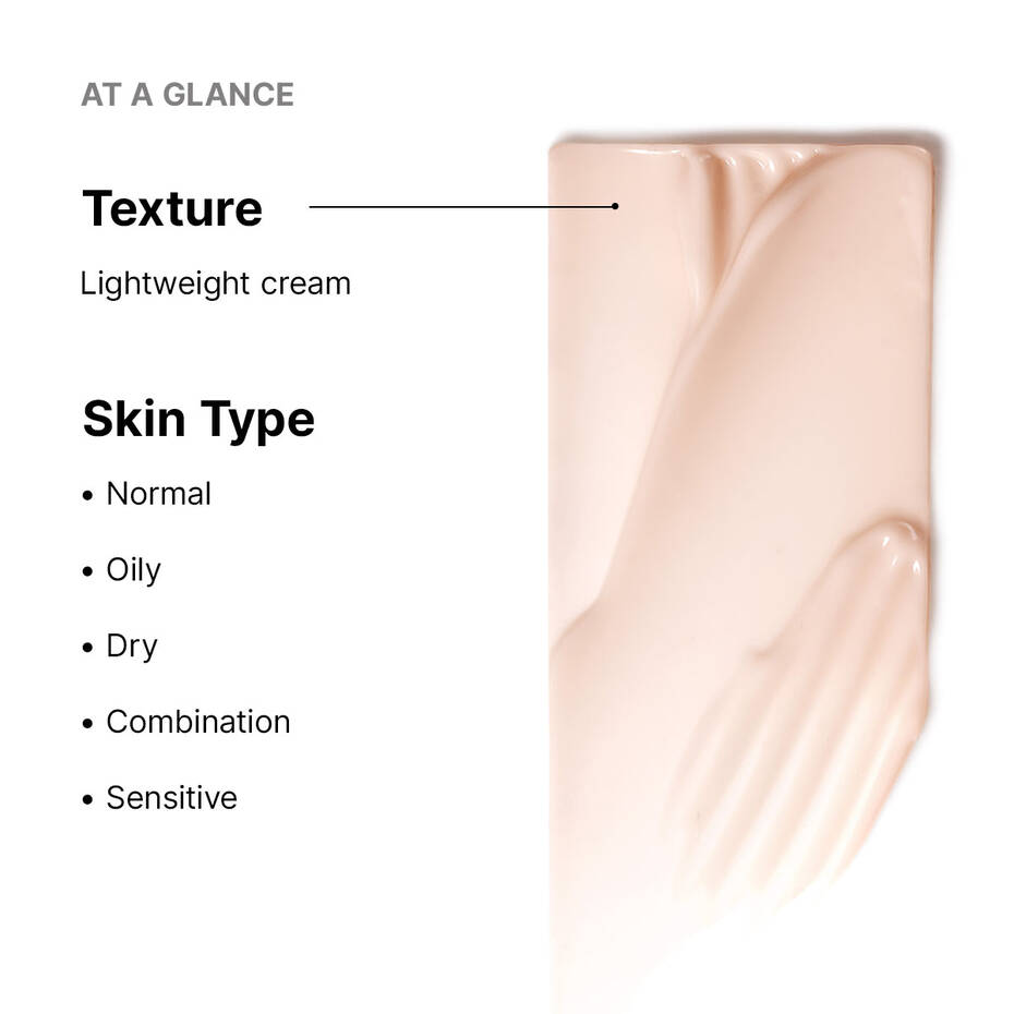 SkinCeuticals Advanced RGN-6 lightweight cream texture with skin type information.
