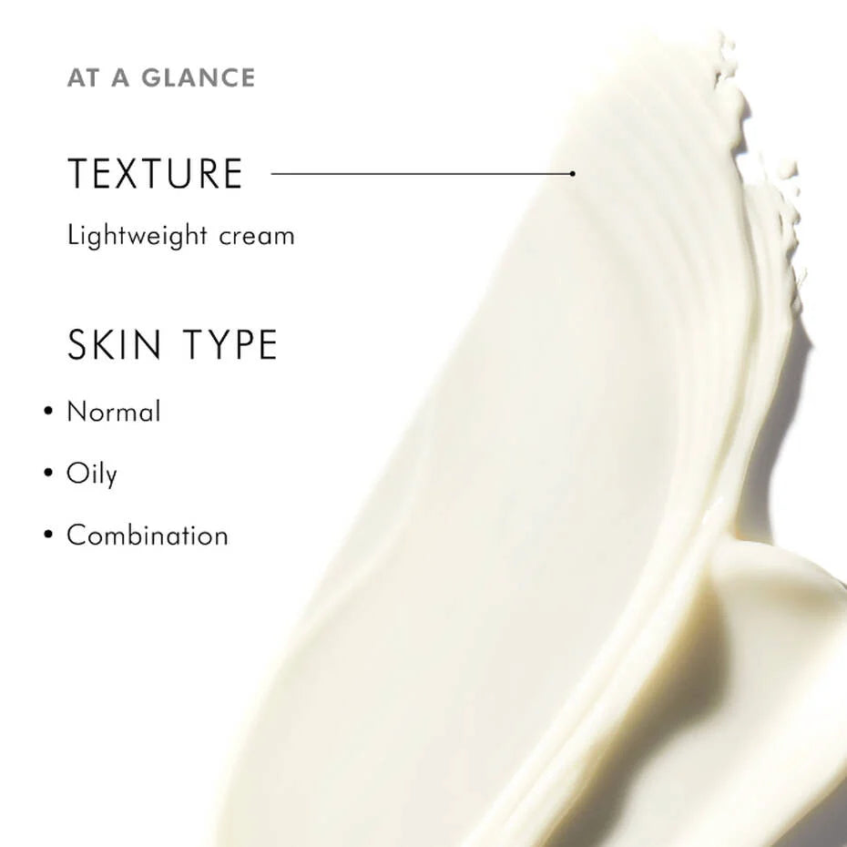 SkinCeuticals Retinol 1.0 lightweight cream swatch with a graphic listing normal, oily and combination skin types.