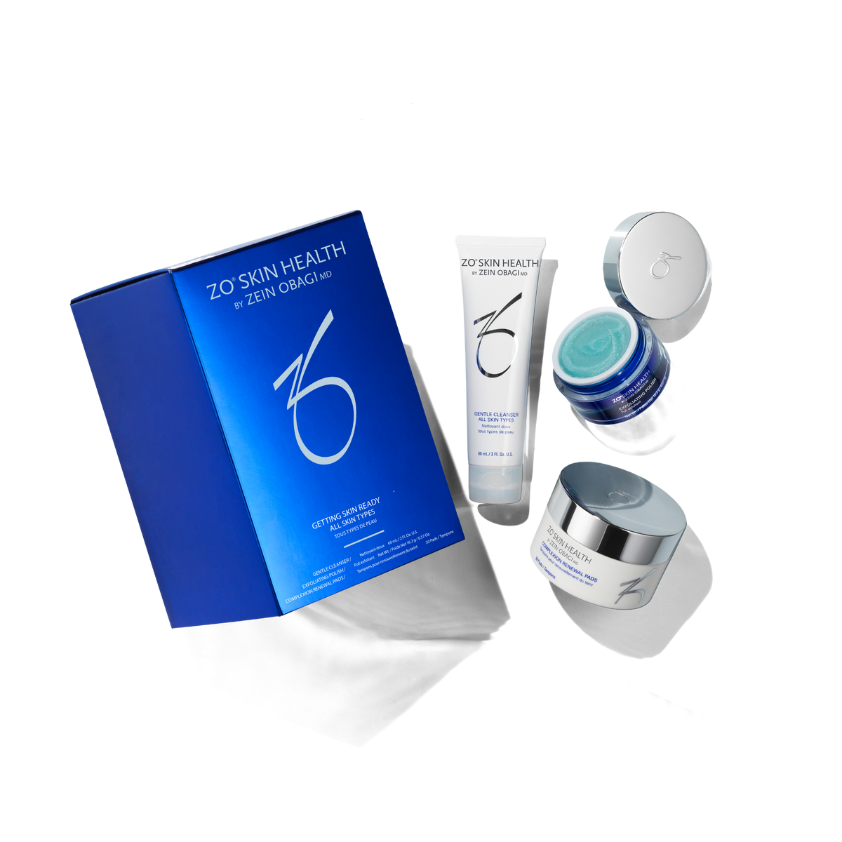 ZO Skin Health Getting Skin Ready Kit products and packaging on a white background