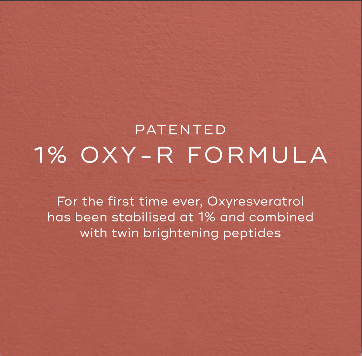 Medik8 Oxy-R Peptides graphic describing its patented 1% oxyresveratrol formula with twin brightening peptides.