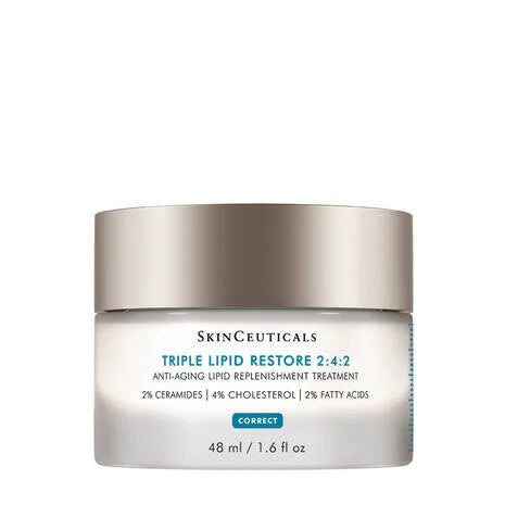 SkinCeuticals Triple Lipid Restore 2:4:2 is an anti-aging lipid replenishment treatment with 2% ceramides, 4% cholesterol and 2% fatty acids that restores the skin barrier. Available at Epios Skin.