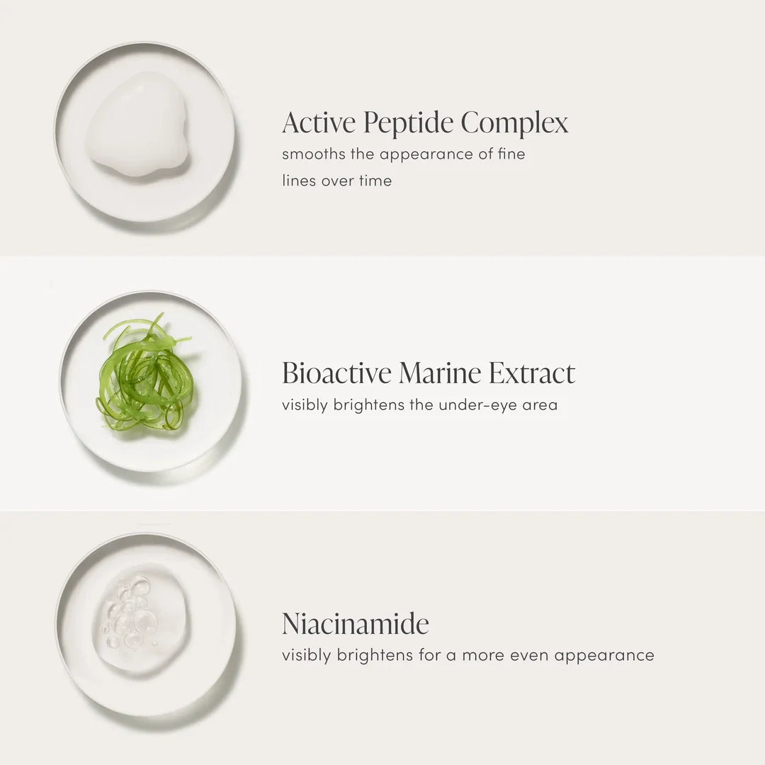 jane iredale Skintuition Concealer ingredient graphic featuring active peptide complex, bioactive marine extract and niacinamide.