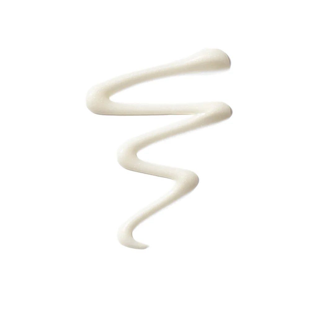 Cream-coloured jane iredale Smooth Affair Illuminating Glow Face Primer swatch in a curved line on a white background.