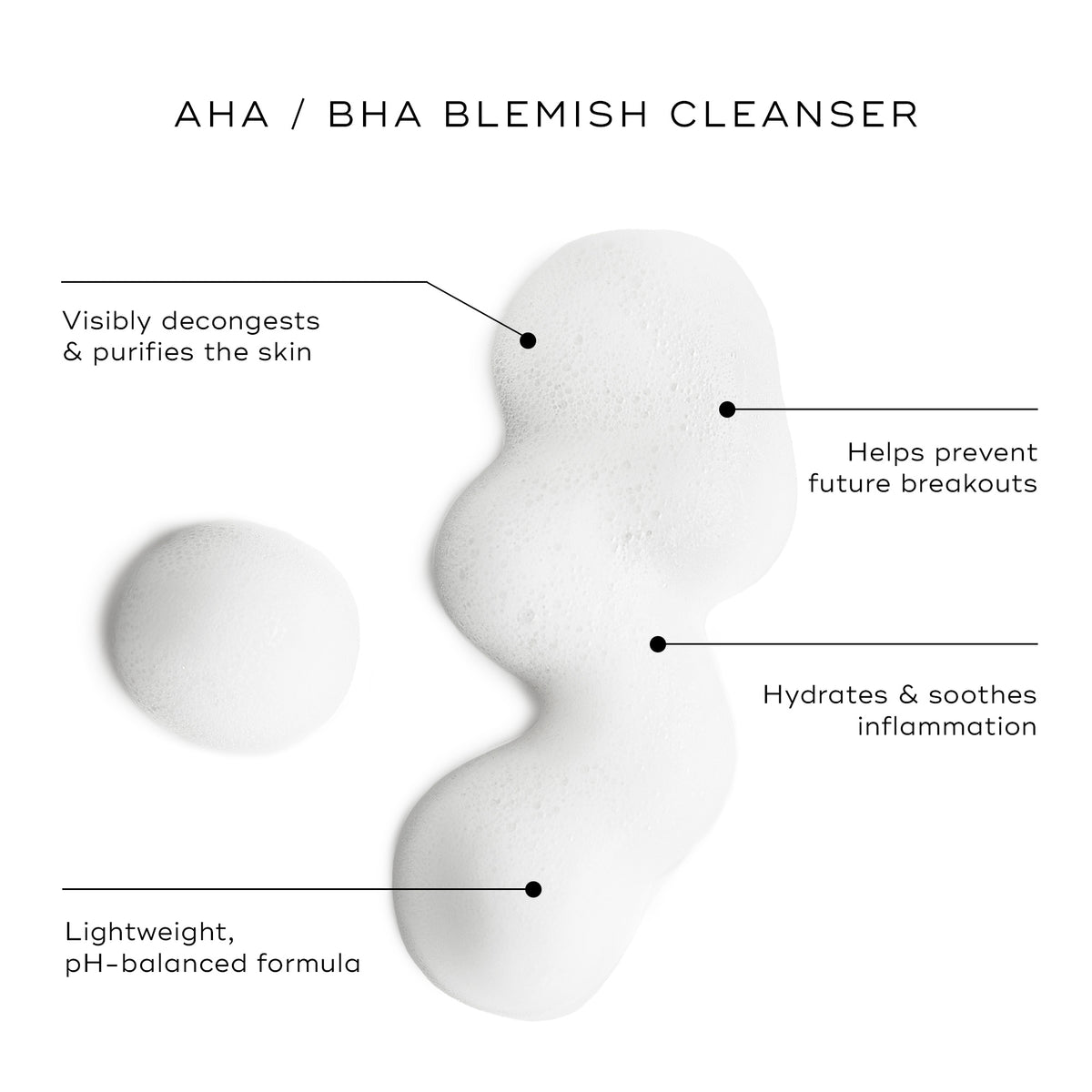 Medik8 Clarifying Foam graphic showing white foam and text describing cleansing, hydration and a lightweight pH-balanced formula.