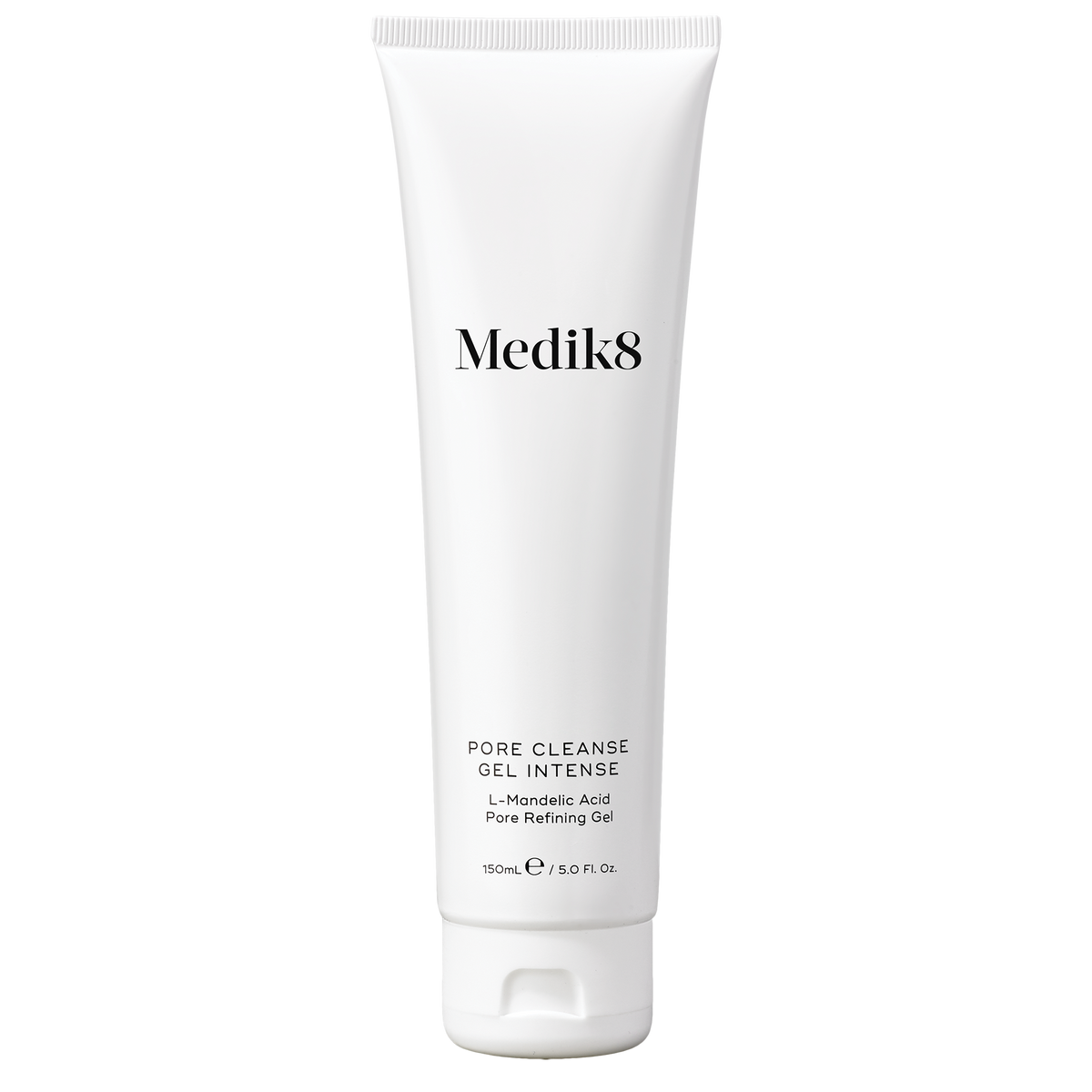 Medik8 Pore Cleanse Gel Intense 150ml white tube on a transparent background.
