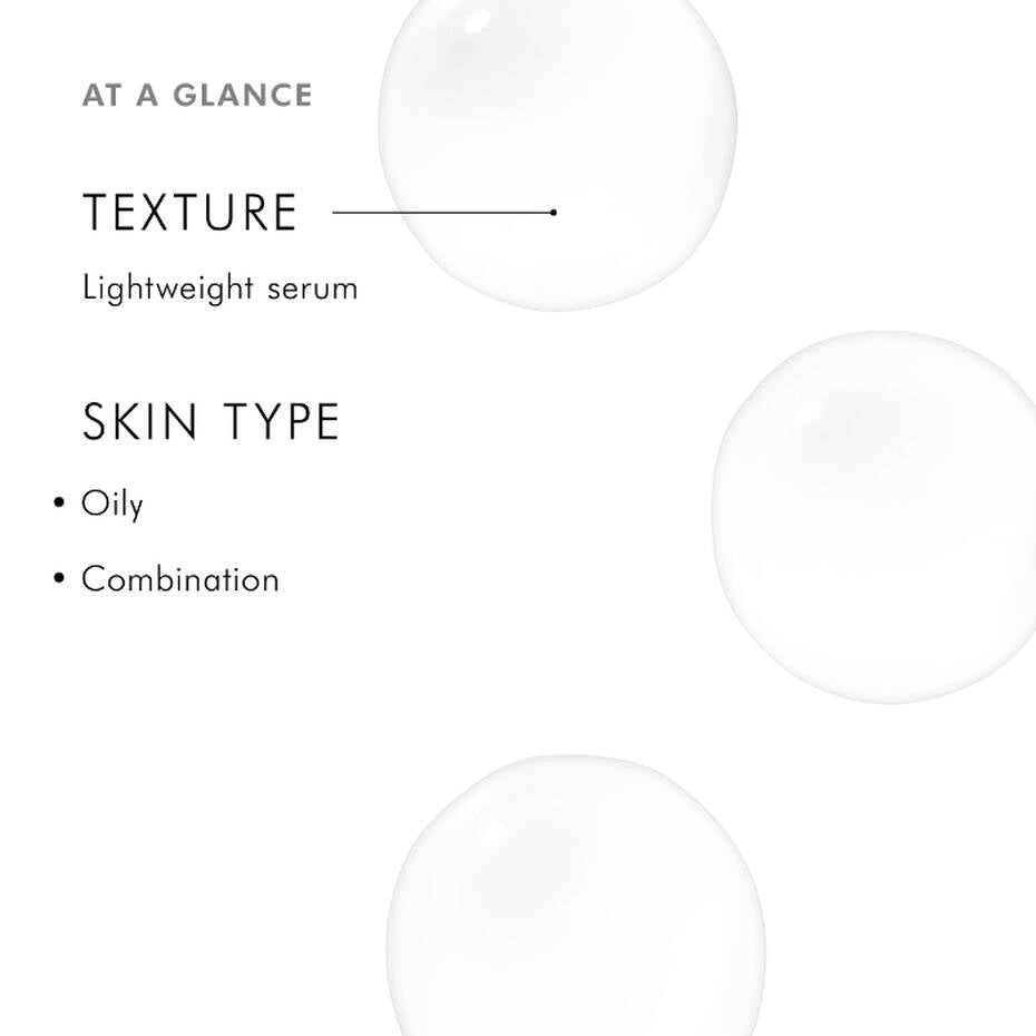 SkinCeuticals Blemish + Age Defense lightweight serum texture with skin type information.