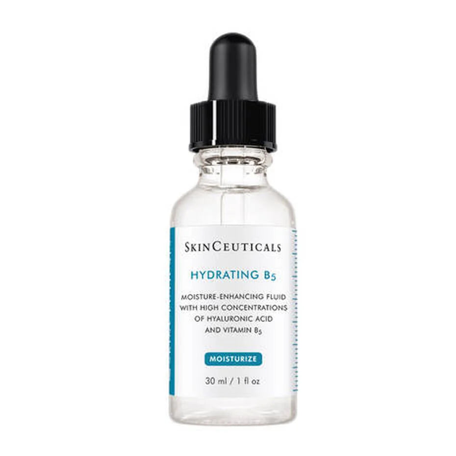 SkinCeuticals Hydrating B5 serum in a clear glass dropper bottle.