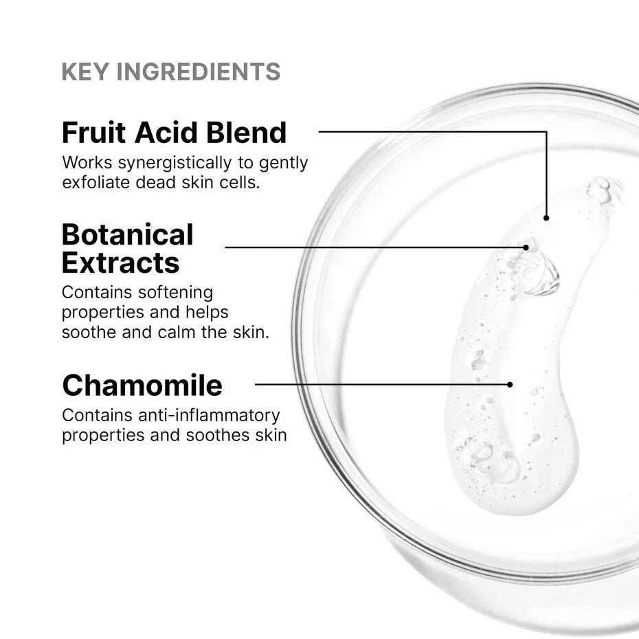 SkinCeuticals Simply Clean ingredient graphic highlighting fruit acids, botanical extracts and chamomile.