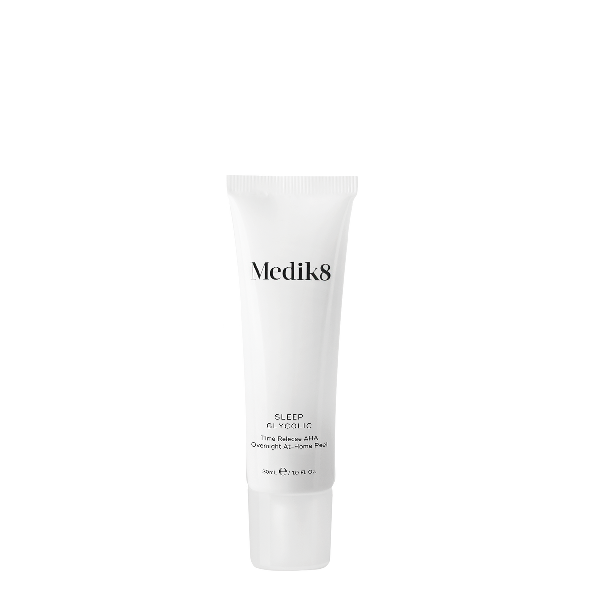 Medik8 Sleep Glycolic 30ml, an overnight glycolic acid resurfacing serum in a dropper bottle